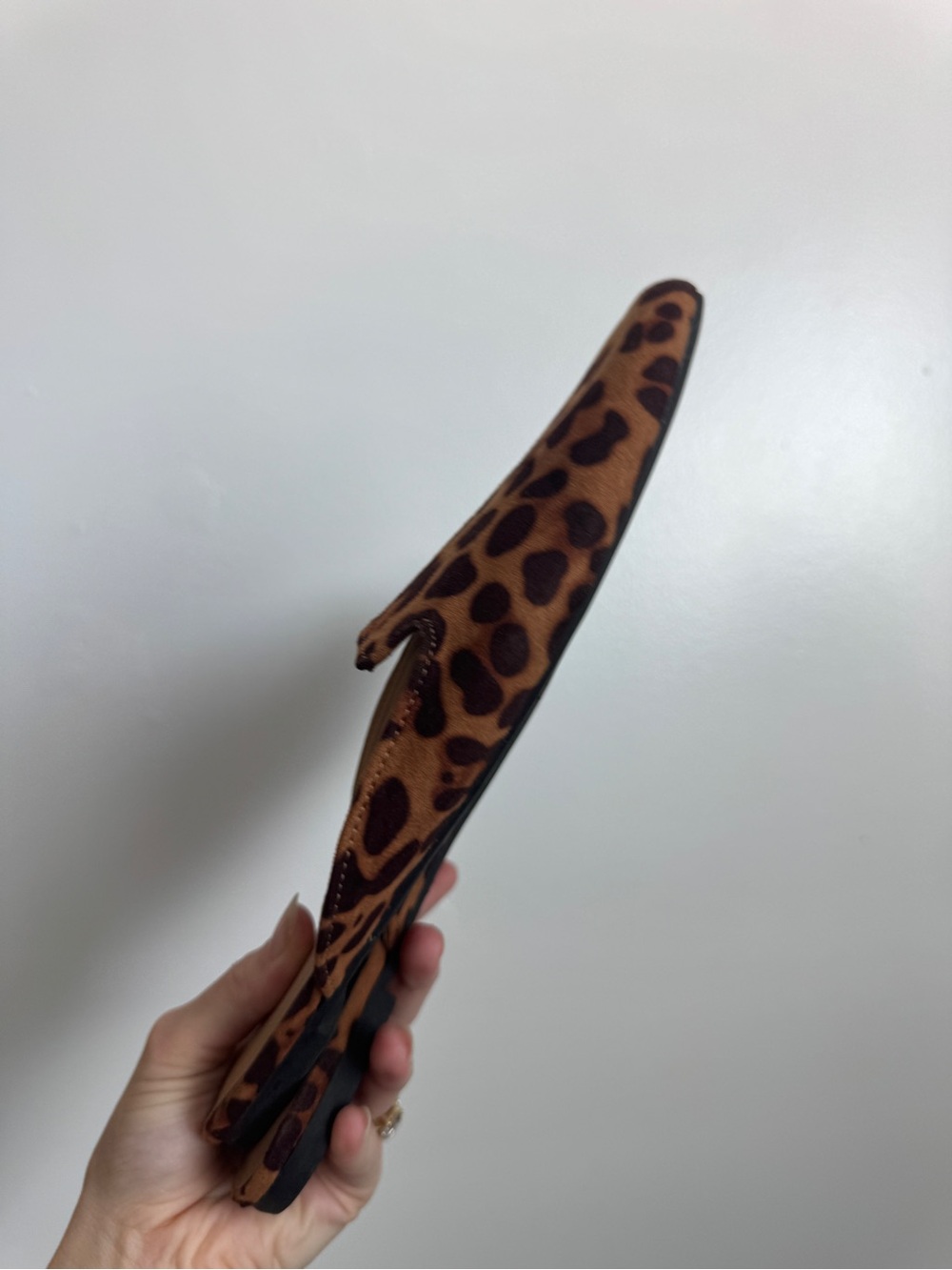 Leopard Print Vegan Suede Mule Flats Brown Black Size 8 - Picture 2 of 6
